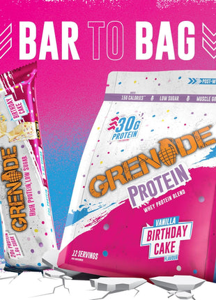 Grenade Carb Killa High Protein and Low Sugar Candy Bar, 12 x 60 g - Birthday Cake