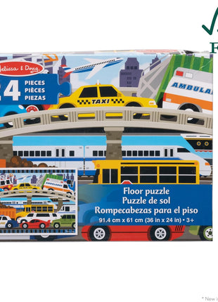 Melissa & Doug Traffic Jam Jumbo Floor Puzzle (24 Pieces, 2 x 3 Feet), Vehicle-Themed Jigsaw Puzzle for Preschoolers and Kids Ages 3+ - FSC Certified