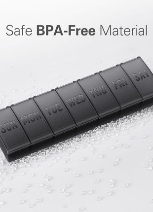 Barhon Pill Organizer Large, Weekly Medicine Pill Organizers, 7 Day Pills Box Case Travel for Big Vitamin Supplements Fish Oil, Black