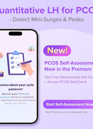 Premom Quantitative Ovulation Predictor Kit for Women | 40 Ovulation Test Strips with Numerical LH Range 0-65 mIU/mL, 10 Pregnancy Test Strips, Premom App Tracking LH Changes