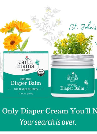 Earth Mama Organic Diaper Balm 2-Ounce | Diaper Cream for Baby | EWG Verified, Petroleum & Artificial Fragrance-Free with Calendula for Sensitive Skin (2-Pack)