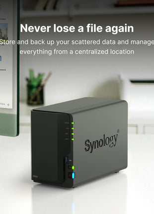 Synology DS223 Home & Office Backup Hub - Centralize Files, Protect Data & Monitor Property (2-Bay Diskless NAS)