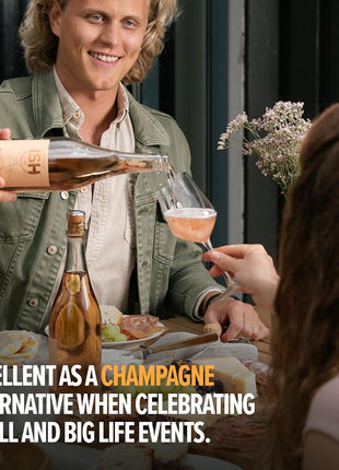 Chateau del ISH Sparkling Non Alcoholic Rose, Award Winning Non-Alcoholic Spirits, Gluten Free, Low Calorie, Zero Proof, Alcohol Free Wine with Dealcoholized Pinot Noir & Merlot Grapes, 750 ml Bottle