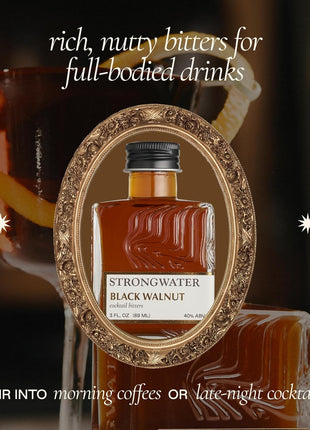 Strongwater Black Walnut Bitters (40 Servings) - Rich, Nutty Walnut Bitters to Pair with a Manhattan, Coffee, or Use for Old Fashioned - 3oz, 1 Pack