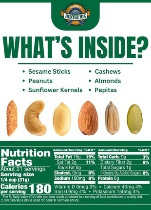 Southern Style Nuts Gourmet Hunter Bulk Trail Mix, 23 oz (Pack of 1), Sesame Sticks, Roasted Peanuts, Sunflower Kernels, Almonds, Cashews & Pepitas, Mixed Nuts, Snacks for Adults & Kids