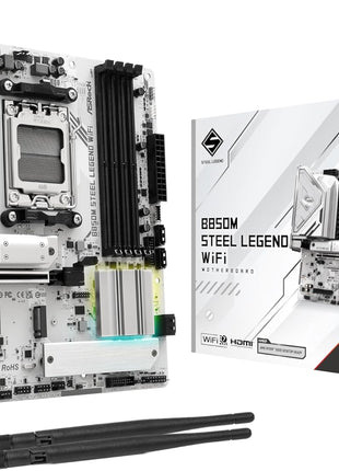 ASRock B850M Steel Legend WiFi Micro-ATX AM5 Motherboard: Ryzen 9000/8000/7000, DDR5 8000+ OC, PCIe 5.0 x16, WiFi 7, 3X M.2 (1x Gen5), USB 3.2 Gen2 Type-C, BIOS Flashback