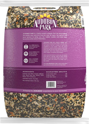 Audubon Park Nut & Fruit Wild Bird Seed – 15 lb. Premium Blend with Sunflower Seeds, Peanuts, Safflower & Dried Fruit – Bird Food for Outside Feeders