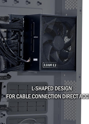 Lian Li Edge Series-1000W Full Modular Power Supply-80 Plus Platinum-ATX 3.0, 3.1-PCIE 5.1-L-Shape Design for Dual Chamber Case-120mm FDB Fan-Supports up to 4X USB Devices-Black (EG1000BE.US)