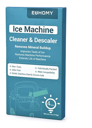EUHOMY Ice Maker Cleaner & Descaler | 4 Use & Individually Packed | Ice Machine Cleaner with Organic Citric Acid Descaling Powder, Ideal for All Brands