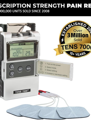 TENS 7000 Digital TENS Unit with Accessories   Muscle Stimulator Machine for Back Pain Relief, Sciatica, Neck, Nerve, Shoulder, Hip, Elbow, Muscle Pain Relief