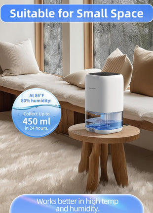 35 OZ Dehumidifier for Bedroom RV, Quiet with Auto Shut Off, White | 280 Sq.Ft Small Dehumidifiers for Home Bathroom Closet, 7 Color Light, 28dB Ultra Quiet, 35OZ Water Tank