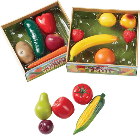Melissa & Doug Play-Time Produce Fruit (9 pcs) and Vegetables (7 pcs) Realistic Play Food