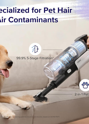Levoit Cordless Vacuum Cleaner, Anti-Tangle for Pet Hair, Up to 50 Minutes | Powerful Suction, Lightweight, Rechargeable, Versatile for Carpets & Hard Floors, 180° Lay-Flat Design, LVAC-200