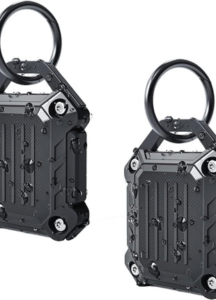 Dovick- Waterproof Airtag Keychain Holder Case,Screw Full Cover Compatible with Apple Air Tag Tracker Key Ring (Black 2Pack)