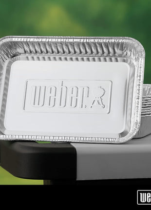 Weber Aluminum Drip Pans 10‑Pack – Disposable Foil Pans for Indirect Cooking, Catching Drippings, Ideal for Roasts, Turkeys & Gravy Drippings - Compatible with Weber Gas Grills