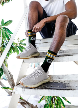 For Bare Feet Men's NFL 4-Stripe Deuce Performance Crew Socks