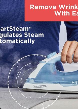 BLACK+DECKER Steam Iron for Clothes with Auto Shutoff & TrueGlide Soleplate