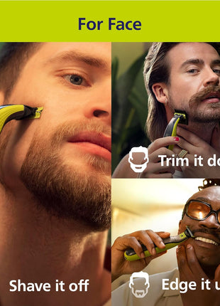 Philips Norelco OneBlade 360 Hybrid Face + Body Trimmer and Shaver | 360 Blade Technology, 100% Showerproof, Stainless Steel Blade Lasts up to 4 months, Body Kit, 60-Min Runtime, QP2834/70