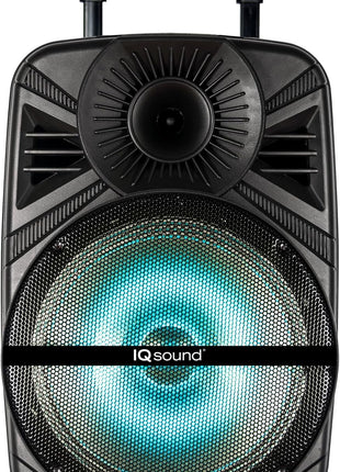 IQ Sound IQ-5012DJBT 12-inch Portable Bluetooth Speaker with True Wireless Technology, 12" High Efficiency Woofer, BT Receiver, FM Radio, RMS: 30 W, Flashing Lights, USB/Micro SD /AUX/Mic Inputs