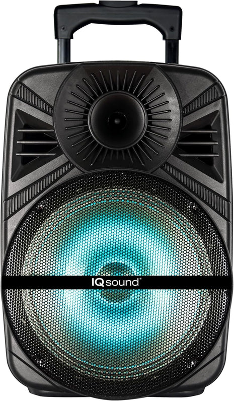 IQ Sound IQ-5012DJBT 12-inch Portable Bluetooth Speaker with True Wireless Technology, 12" High Efficiency Woofer, BT Receiver, FM Radio, RMS: 30 W, Flashing Lights, USB/Micro SD /AUX/Mic Inputs