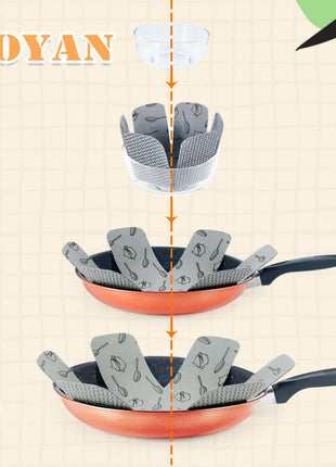 BOYAN Pot and Pan Protectors, Set of 12 and 3 Different Size, Cookware Protector Set/Felt Pots and Pans Divider Separator Pads Anti-Slip to Avoid Scratching or Marring When Stacking