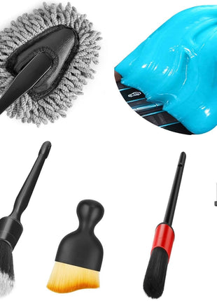 Car Interior Duster Detail Brush Cleaning Gel Kit, Soft Dash Vent Dusting Slime Putty Detailing Brushes Accessories Essentials Supplies Tools for Auto,Truck,SUV,RV