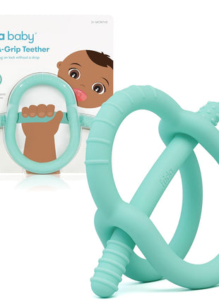 Frida Baby Get-A-Grip Silicone Teether for Teething Pain Relief, BPA-Free Food-Grade Teething Toys for Infant Baby Newborn 0-6, 12, 18 Months, Easy-Grip Teether Ring, PVC-Free, Teal