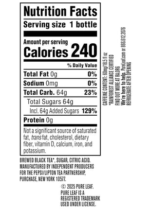 Pure Leaf Iced Tea, Extra Sweet, Real Brewed Tea, 18.5 Fl Oz Bottles (Pack Of 12)