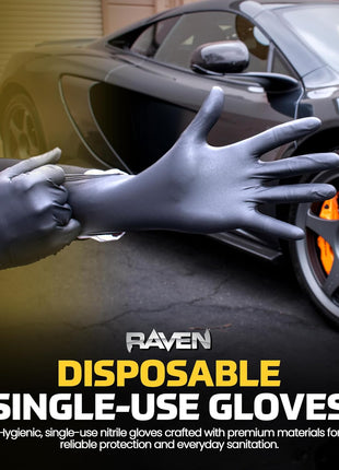 Raven Powder Free Nitrile Disposable Gloves | 7 Mil | Latex Free, Chemical + Puncture Resistant, Single Use |