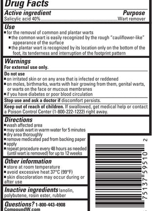 Compound W Wart Remover Maximum Strength One Step Pads with Salicylic Acid, 14 Medicated Pads