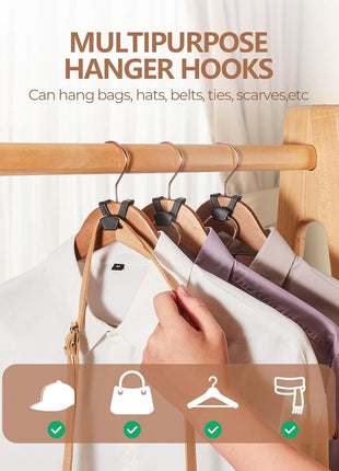 HOUSE DAY Space Saving Hanger Hooks 60 Pack, Black Clothes Hanger Connector Hooks, Heavy Duty Hanger Hooks Space Saver, Premium College Dorm Room Essentials, Good Closet Organizers and Storage