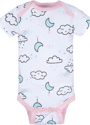Gerber Baby 8-Pack Short Sleeve Onesies Bodysuits, Clouds, 0-3 Months