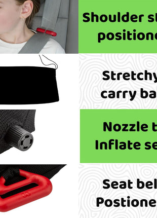 BubbleBum Inflatable Booster Car Seat ??Foldable, Lightweight, Backless Travel Booster Seat for Kids, Portable Carseat for Toddler, Fits 3 Across, Compact for Uber - Ages 4-11 Year Old, - Black