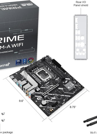 ASUS Prime H810M-A WiFi-CSM Intel® H810 LGA 1851 mATX Motherboard, 6+1+1+1 Discrete MOS, DDR5, PCIe 4.0, 2X M.2, Intel® 1Gb Ethernet, Wi-Fi 6, DisplayPort, HDMITM, USB 10Gbps, Front USB 5Gbps Type-C®