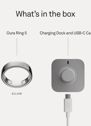 Oura Ring 5 Smart Wearable - Silver - Size 9 - Fitness & Sleep Tracker