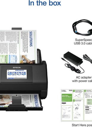 Epson Workforce ES-580W Wireless Color Duplex Desktop Document Scanner | For Computers including PC and Mac 100 Sheet ADF 4.3 in Touchscreen Black
