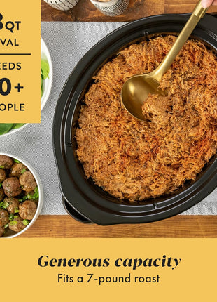 Crock Pot Large 8 Quart Programmable Slow Cooker with Auto Warm Setting Black Stainless Steel