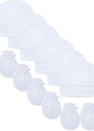 RATIVE Newborn Baby Cotton Gloves Sleep Sleeping No Scratch Mitten Mittens Mitts Set for 0-3 0-6 Months Boy Boys Girl Girls (6 Pairs/MB-67)