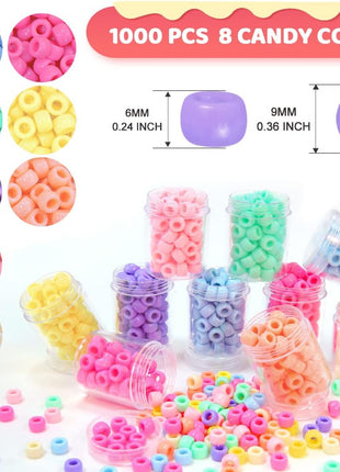 1000 Macaron Candy Pony Beads, Beads for Crafts, Hair Beads, Beading Supplies, Beads for Jewelry Making