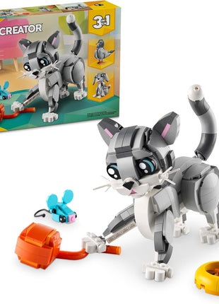 LEGO Creator 3 in 1 Playful Cat Toy - Building Toy with 3 Building Options, Cat, Dog, or Pigeon - Birthday Gift for Kids - Animal Figures for Kids, Girls and Boys, Ages 8+ - 31163