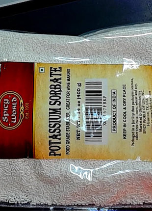 Spicy World Potassium Sorbate 14 Oz - Food Grade - Great Wine Stabilizer, Preservative for Gummies, Mead, Cider & More!