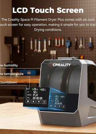 2026 New Official CREALITY Space Pi Filament Dryer Plus, 2 Spools Double 360° 160W PTC Fast Heating 3D Printer Filament Dryer Box, 4''LCD Touch Screen, One-Key Set Filament Drying for PLA PETG ABS TPU