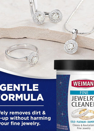 Weiman Fine Jewelry Cleaner Liquid with Cleaning Brush – Restores Shine & Brilliance to Gold, Platinum, Precious Gemstones & Diamond Jewelry, 6 Oz