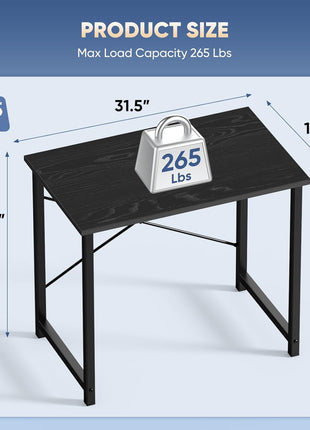 DUMOS 32 Inch Office Small Computer Desk Modern Simple Style Writing Study Work Table for Home Bedroom - Wood Black