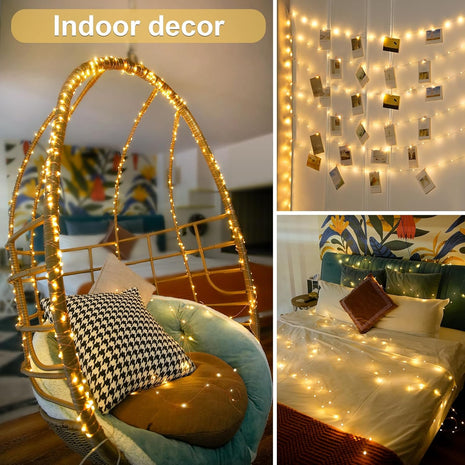 JMExSUSS 2 Pack Fairy Lights Battery Operated with Remote, Total 400 LED 132ft Battery Powered String Lights, Christmas Twinkle Lights for Bedroom Indoor Outdoor Patio Tree Christmas Decor, Warm White