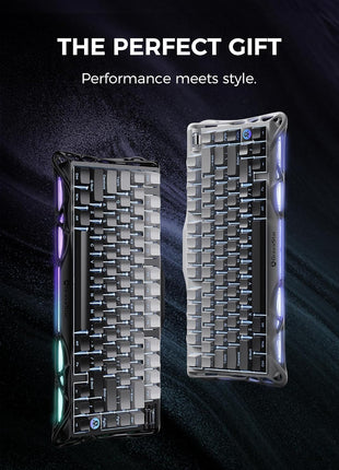 GravaStar Mercury K1 75% Wireless Mechanical Gaming Keyboard, Aluminum Alloy, Gasket Compact Custom Keyboard Hot-Swap Socket, Linear Switches, RGB Backlit - Gradient Black
