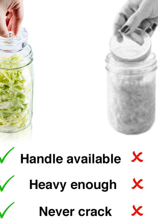 4-Pack of Fermentation Glass Weights with Easy Grip Handle for Wide Mouth Mason Jars