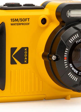KODAK PIXPRO WPZ2 Waterproof Digital Camera, 16MP with 4X Optical Zoom, Shockproof, Dustproof, 1080p Video, Wi-Fi, Waterproof to 50ft, Yellow