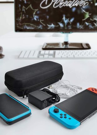 Deruitu Switch Carrying Case Compatible with Nintendo Switch/Switch OLED - Fit AC Charger Adapter - with 20 Game Cartridges Hard Shell Travel Switch Pouch for Console & Accessories