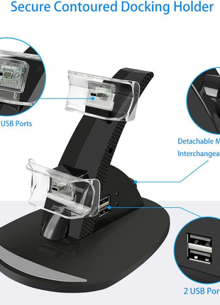 VSEER PS3 Controller Charger, Dual Console Charger Charging Docking Station Stand for PS3 with LED Indicators, Black